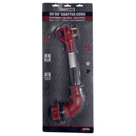 VALTERRA 30AM-30AF 90 DEG LED DETACH ADAPTER CORD, 12 IN, RED, CARDED A10-3030D90VP